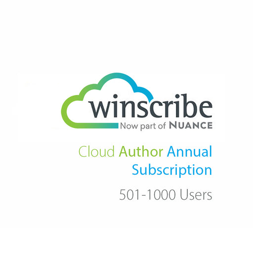 Nuance Winscribe Cloud Author Annual Subscription (501-1000 Users) - Speech Products