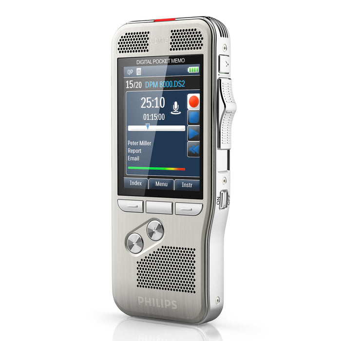 Philips DPM8000/02 Digital PocketMemo with SpeechExec Pro V11 - 2 Year License - Speech Products